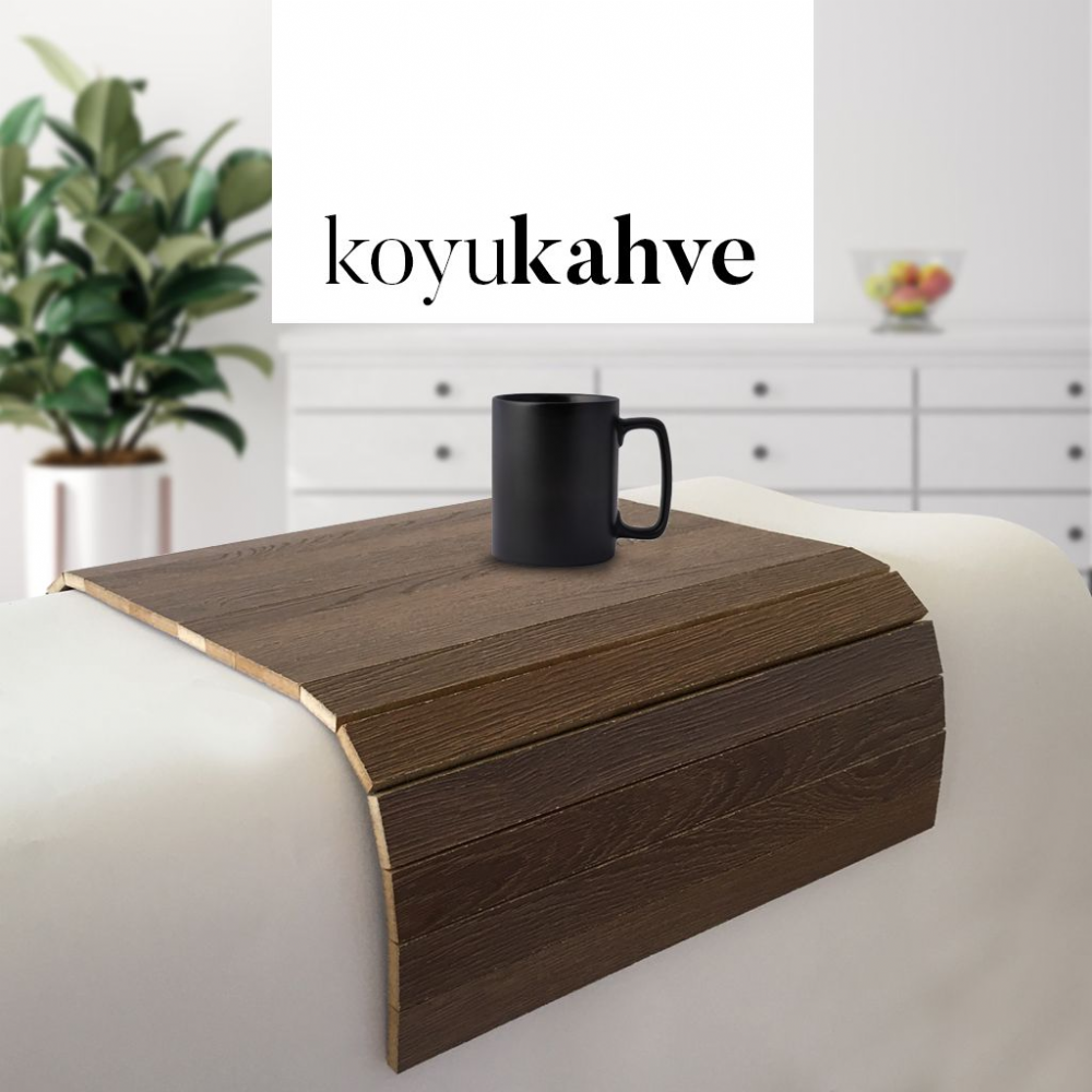 Nicosian Portatif Ahşap Koltuk Sehpası / Koyukahve