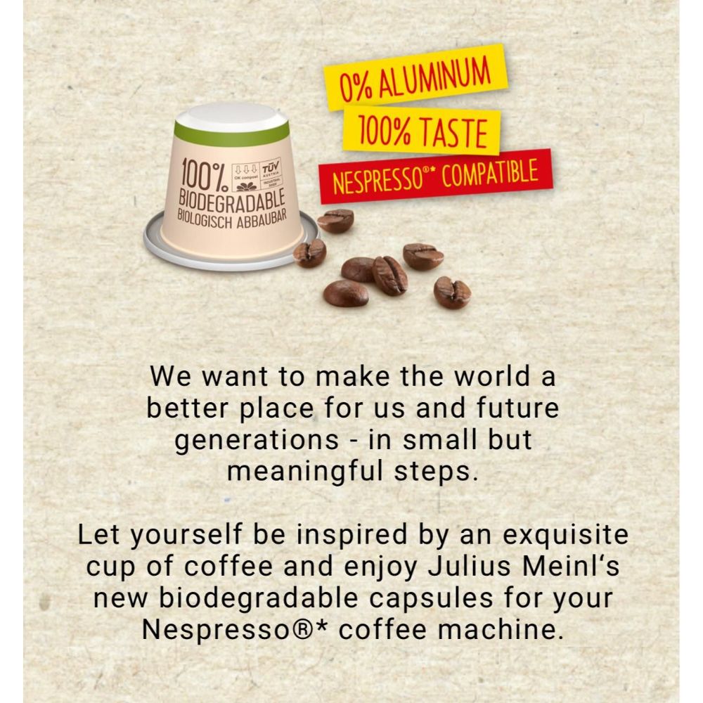 Julius Meinl Biodegradable Espresso Crema 10x5.6g. (Kahve Kapsül